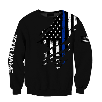 Thin Blue Line apparel US Law Enforcement custom name design 3d print shirts