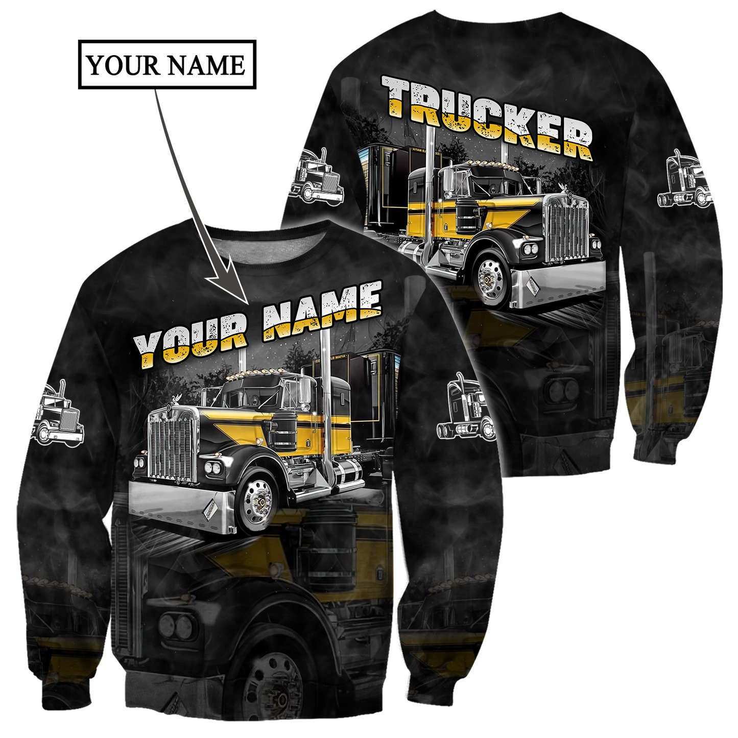 Personalized Name Trucker 3D All Over Printed Shirts For Men and Women