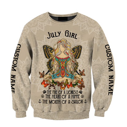 July Girl Hippie Customize Name 3D All Over Printed Shirts For Women TR11122010