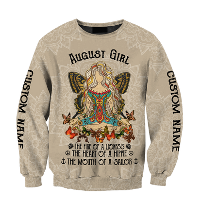 August Girl Hippie Customize Name 3D All Over Printed Shirts For Women TR11122011