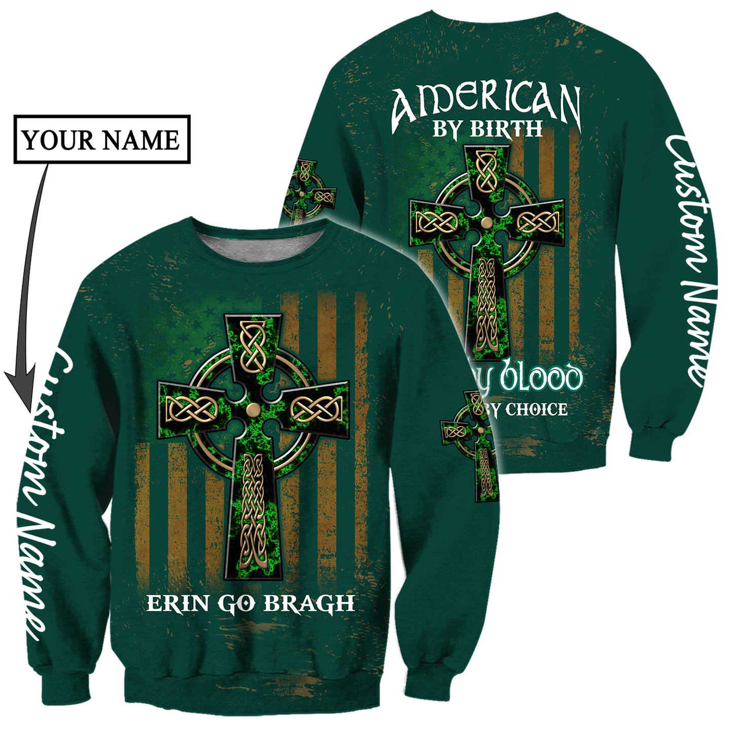 Irish St.Patrick Irish by blood 3d hoodie shirt for men and women custom name