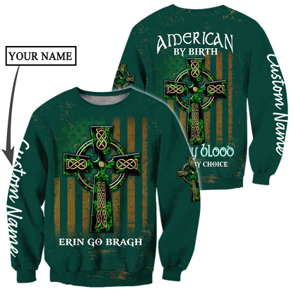 Irish St.Patrick Irish by blood 3d hoodie shirt for men and women custom name