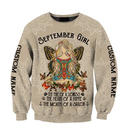 September Girl Hippie Customize Name 3D All Over Printed Shirts For Women TR11122012
