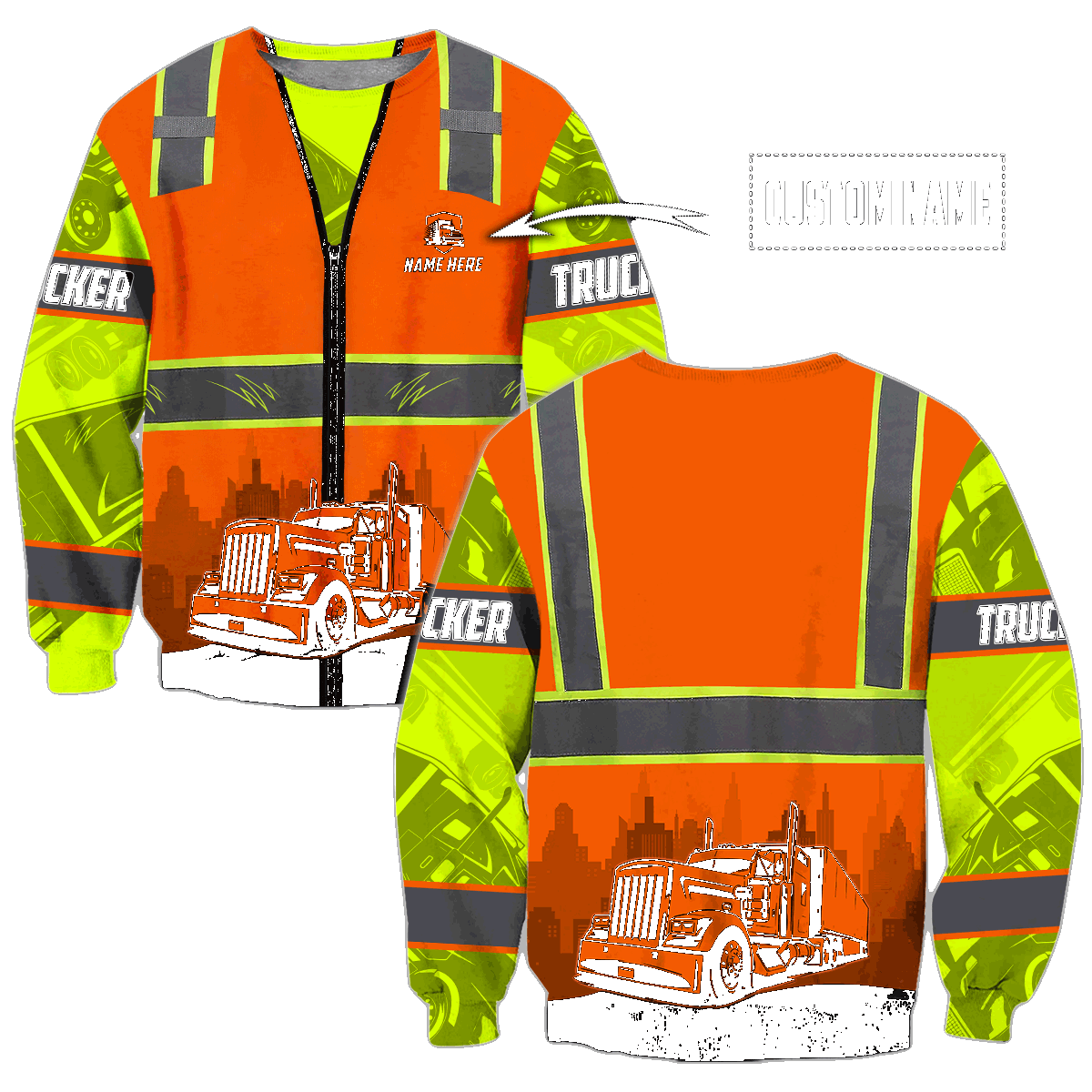 Persionalized Hoodie Trucker Safety 3D All Over Printed Shirts