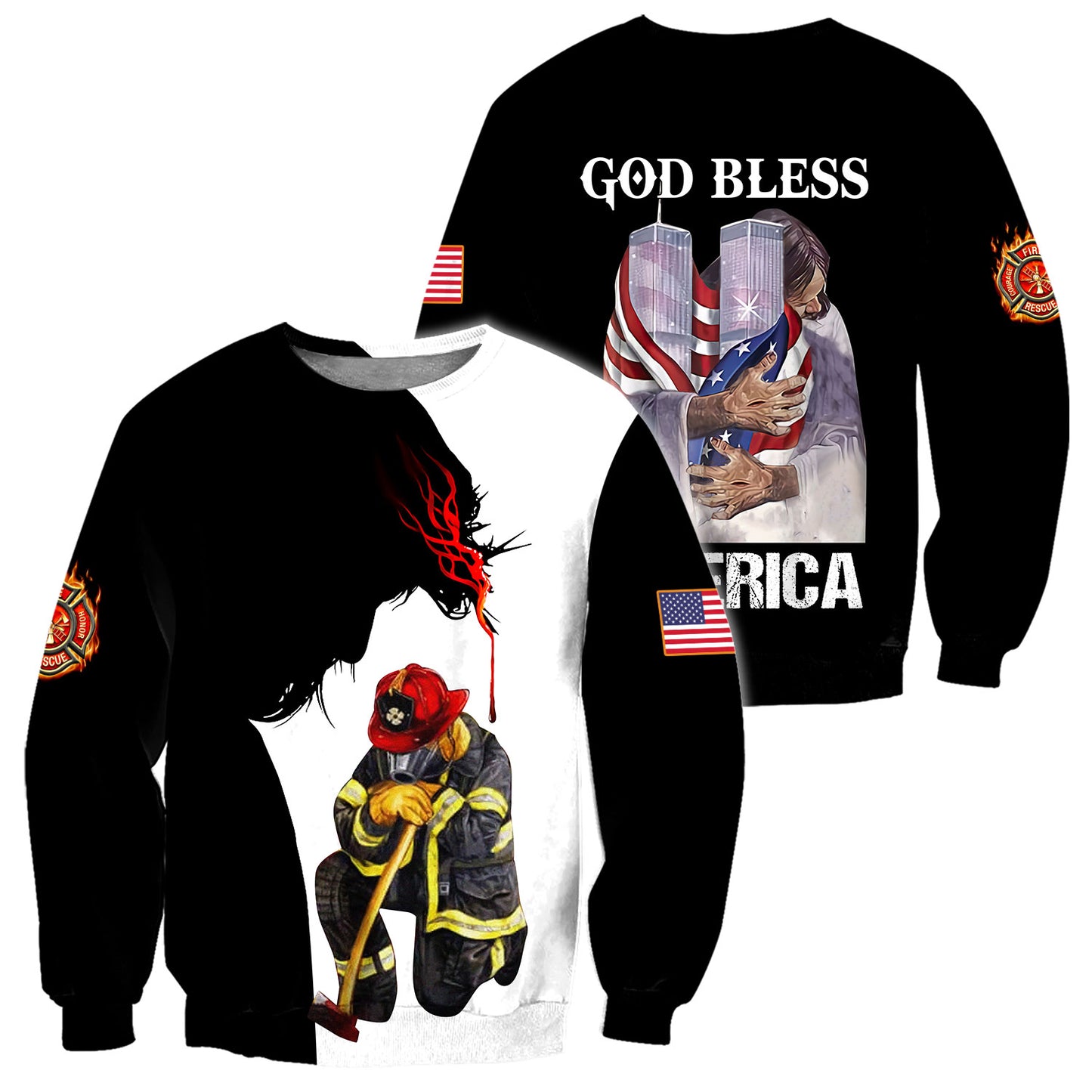 Firefighter 911 Patriot Day 3D All Over Printed Unisex Shirts