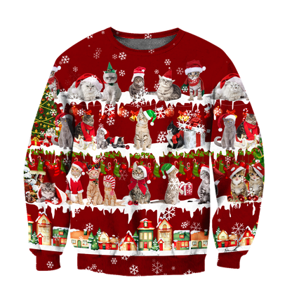 All Cat Breeds Christmas unisex 3d all over printed shirts
