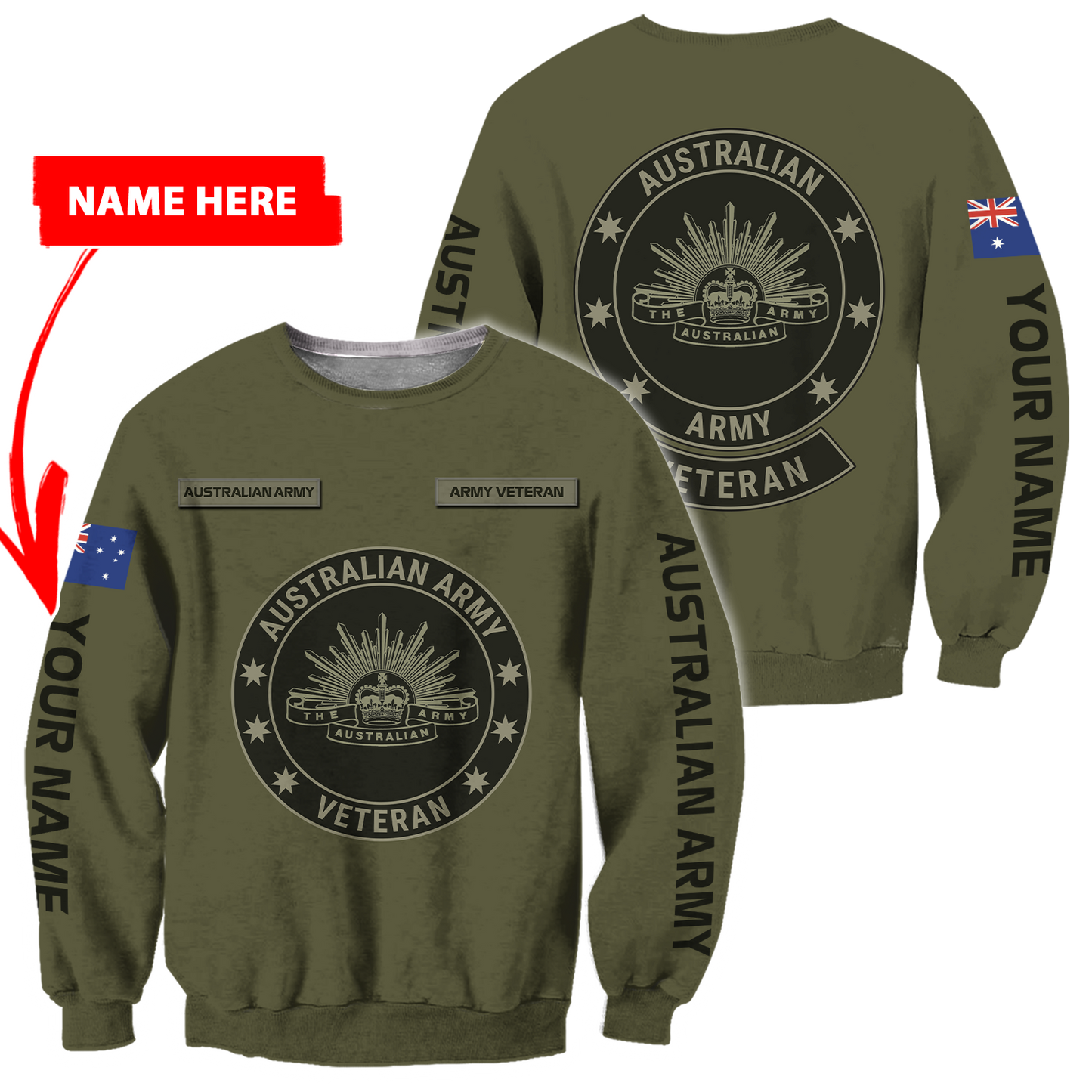 Personalized Australian Army Veteran 3D All Over Printed Unisex Hoodie