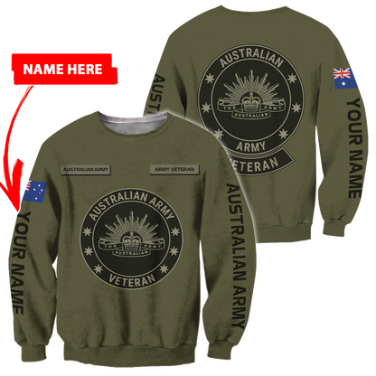 Personalized Australian Army Veteran 3D All Over Printed Unisex Hoodie