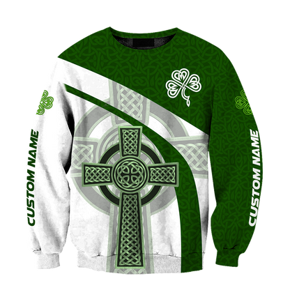 Custom name Irish Celtic Knot Cross 3D Design print shirts