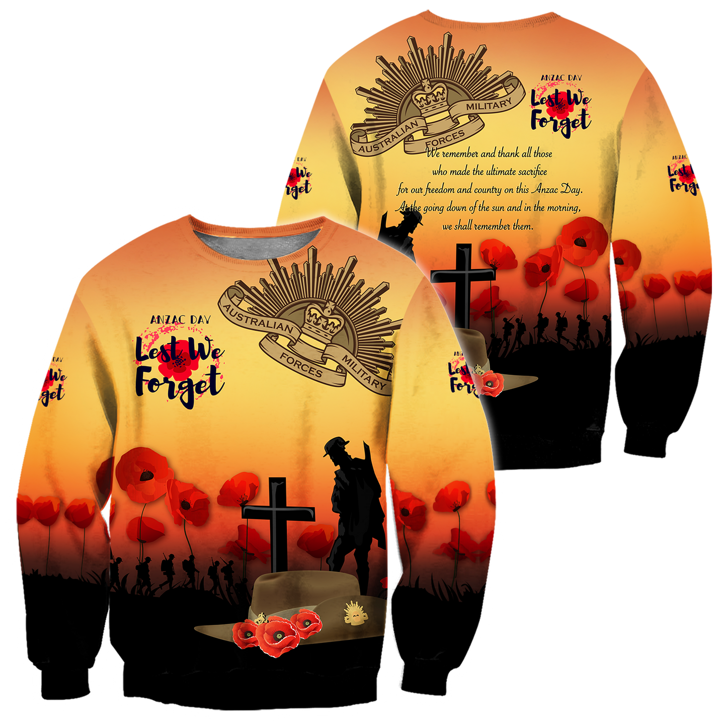 Premium Anzac Day Lest We Forget Poppy 3D Printed Unisex Shirts TN