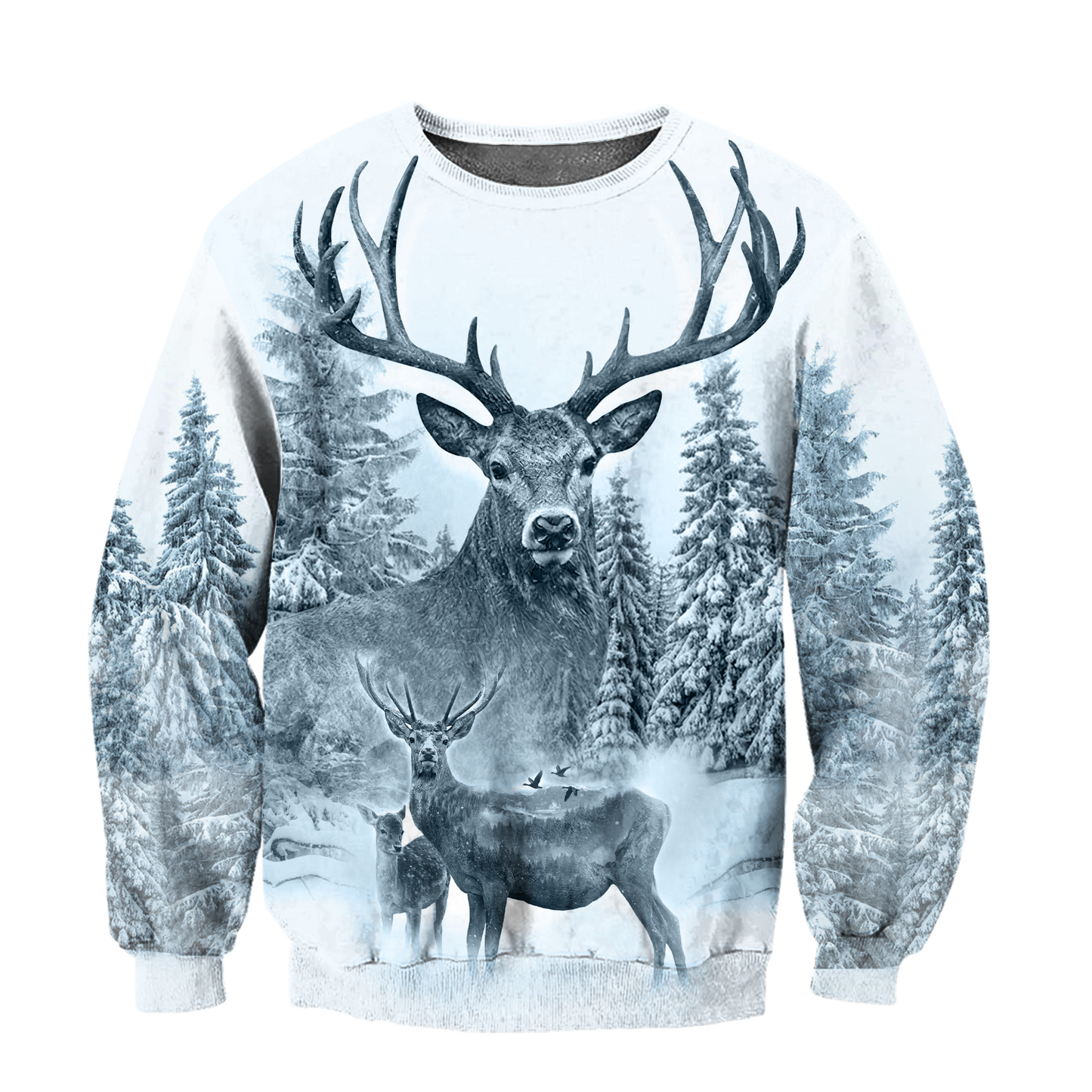 White Deer Hunting 3D All Over Printed Shirts for Women