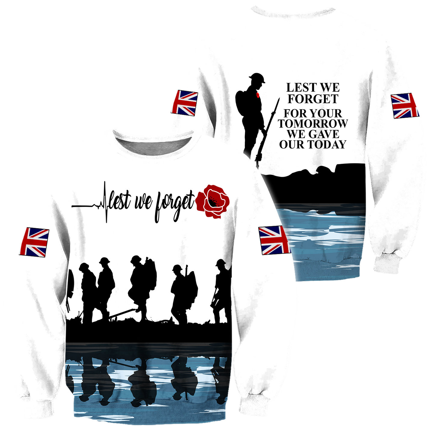 Lest we forget Honor the fallen UK Veteran 3D print shirts