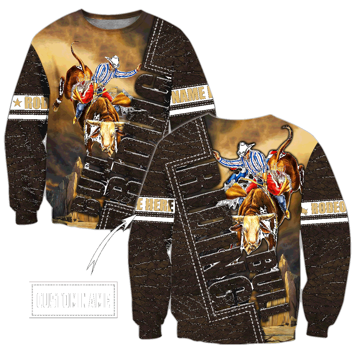 Customize Name Bull Riding 3D All Over Printed Unisex Shirts Bull Rider