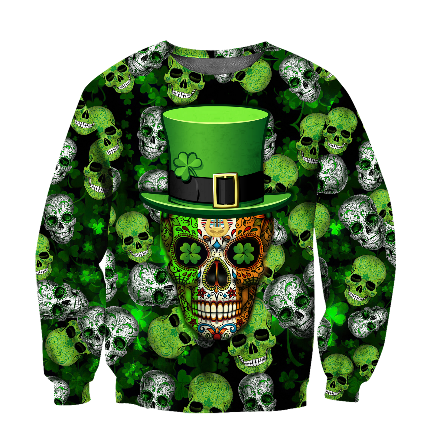 3D All Over Printed Irish Skull St Patrick Day Unisex Shirts XT