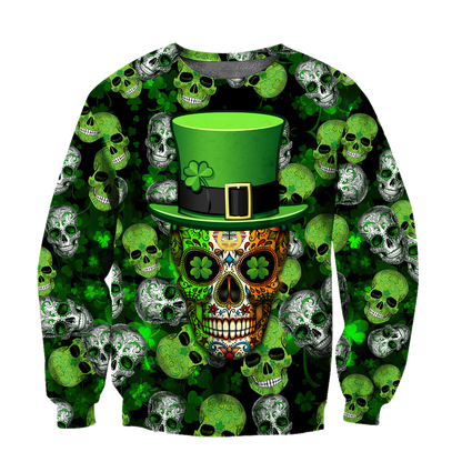 3D All Over Printed Irish Skull St Patrick Day Unisex Shirts XT