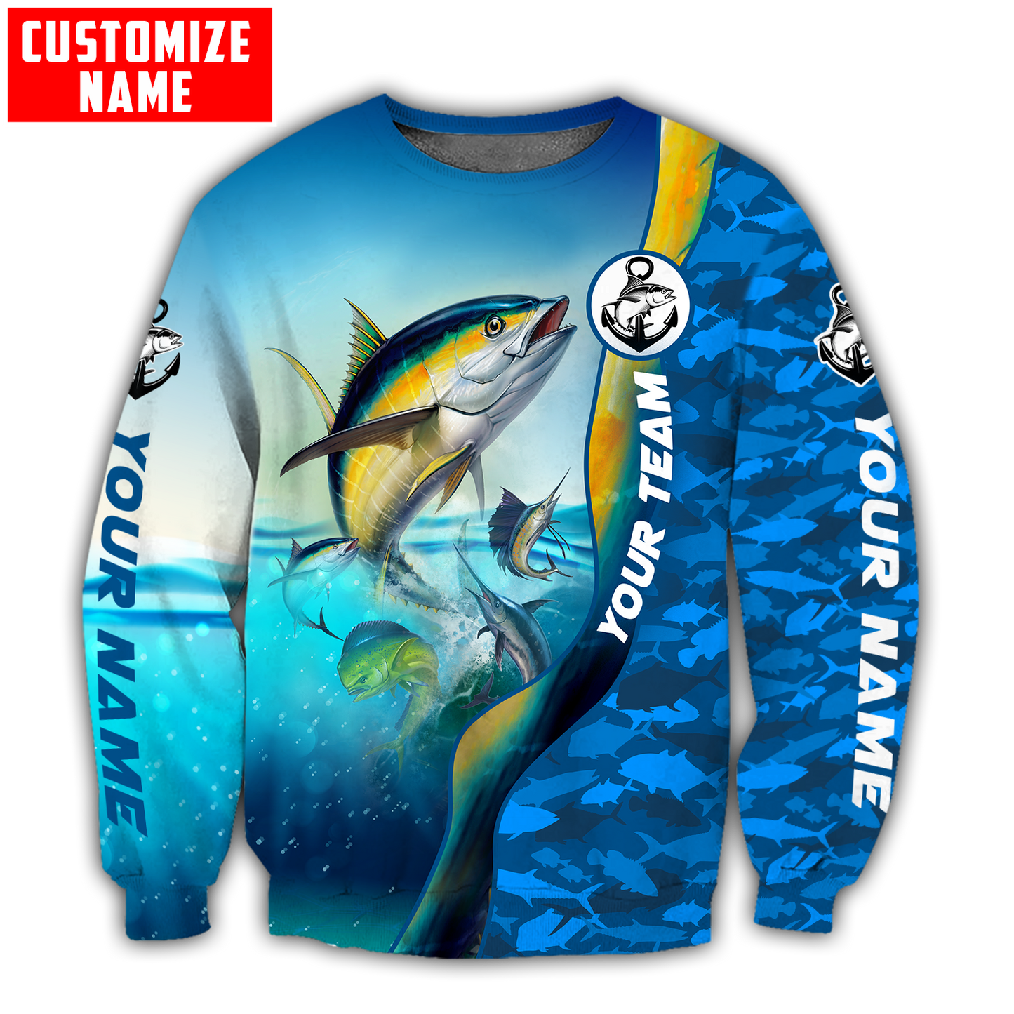 Custom name Tuna fishing Team Billfish 3D Design Printed Shirts