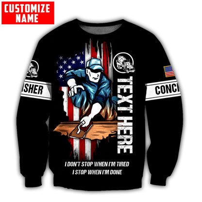 US Concrete Finisher Custom name 3D printed shirts