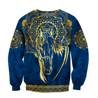 3D All Over Printed Horse Pattern in Blue Unisex Shirts XT  HHT27012102JJ