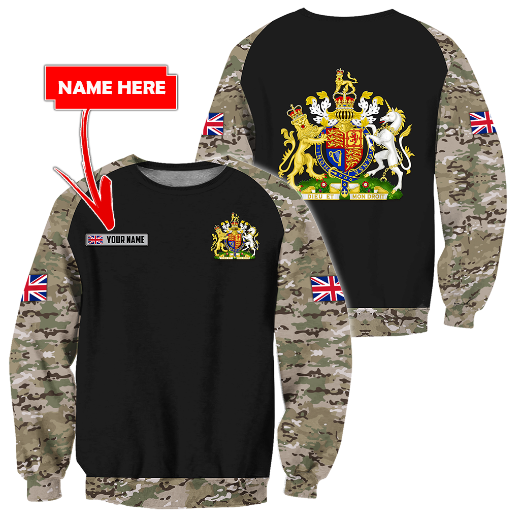 Personalized Name XT Bristish Veteran Coat of Arms 3D Printed Shirts TNA01042105
