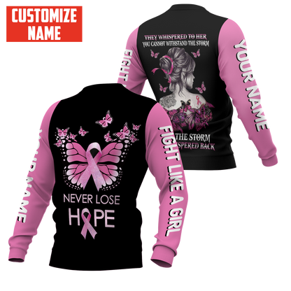Breast cancer butterfly never lose hope custom name 3D All Over Printed Shirt