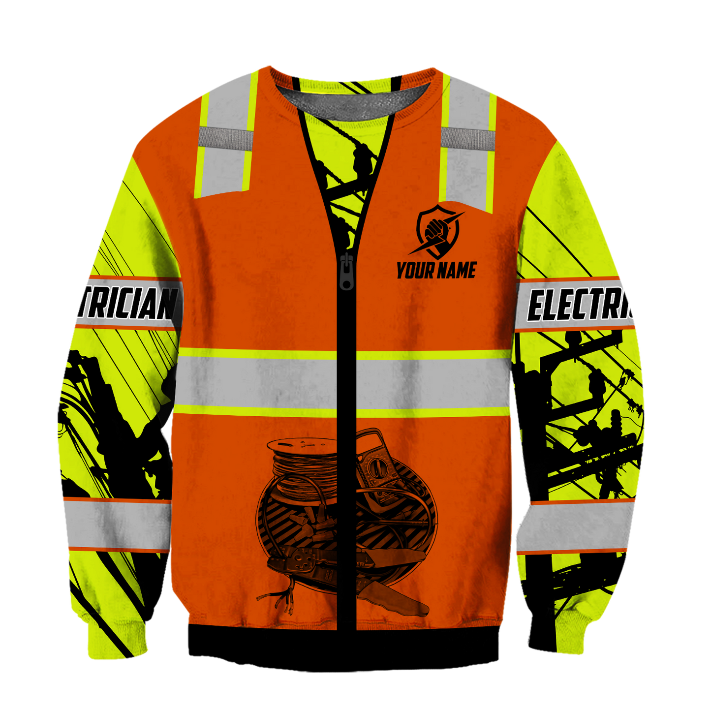 Electrician And Lineman Personalized Safety 3D All Over Printed Premium Unisex Hoodie