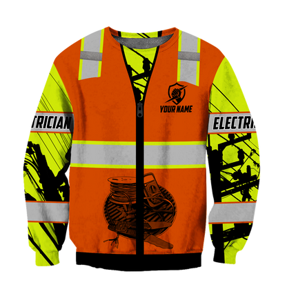 Electrician And Lineman Personalized Safety 3D All Over Printed Premium Unisex Hoodie