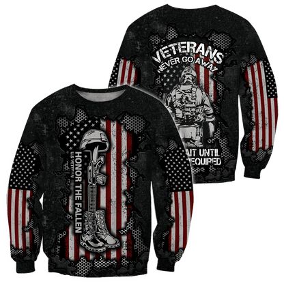 US Veteran never go away 3d printed shirts Proud Military DD20052101