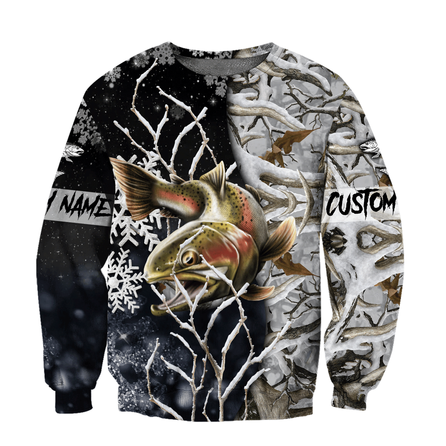 Custom name Trout-Salmon Fishing Ice Fishing 3D painting printed shirts