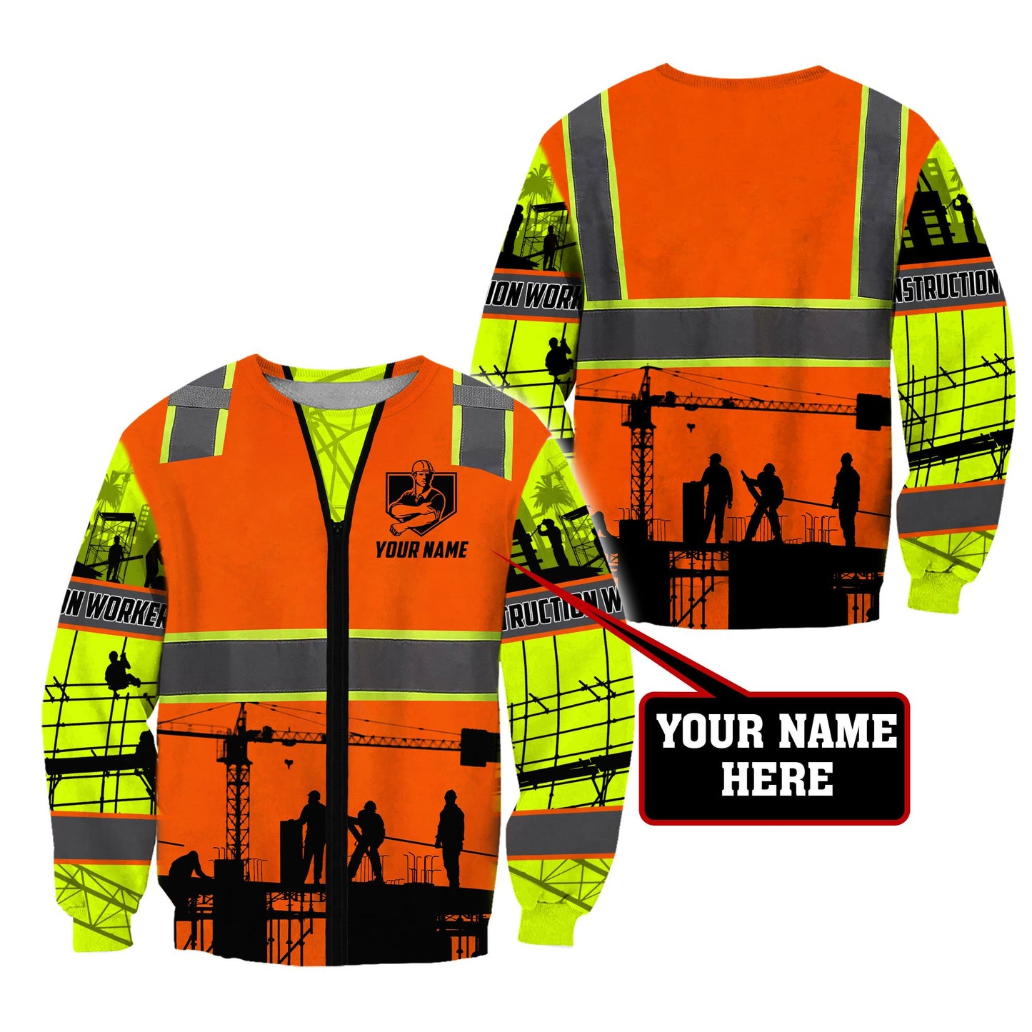 Premium Personalized 3D Printed Construction Worker Shirts MEI