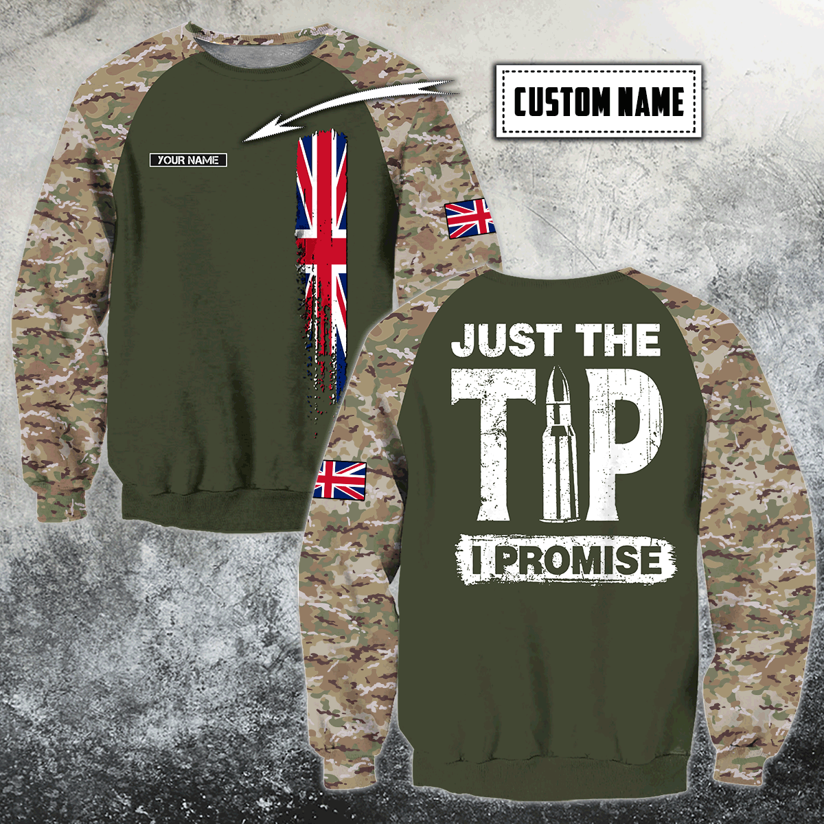 Custom name British Camo 3D Design print shirts