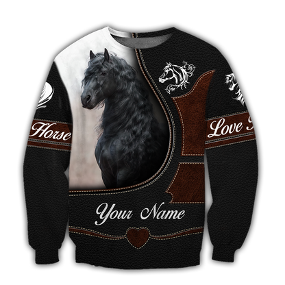 Personalized Name Friesian Horse 3D All Over Printed Unisex Shirts