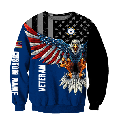 Custom name US Navy Veteran Eagle 3d printed shirts Proud Military MH200521032