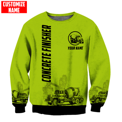 Concrete Finisher Green Safety Custom name 3D printed shirts