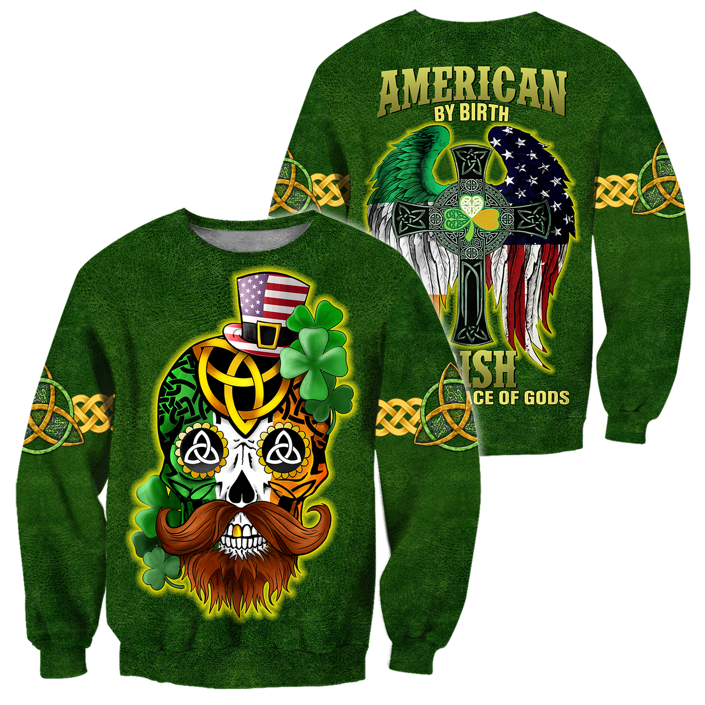 3D All Over Printed  Irish- American Skull  St Patrick Day Unisex Shirts