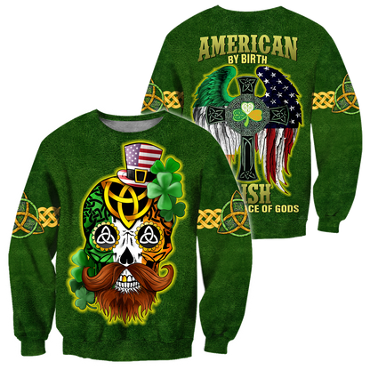 3D All Over Printed  Irish- American Skull  St Patrick Day Unisex Shirts