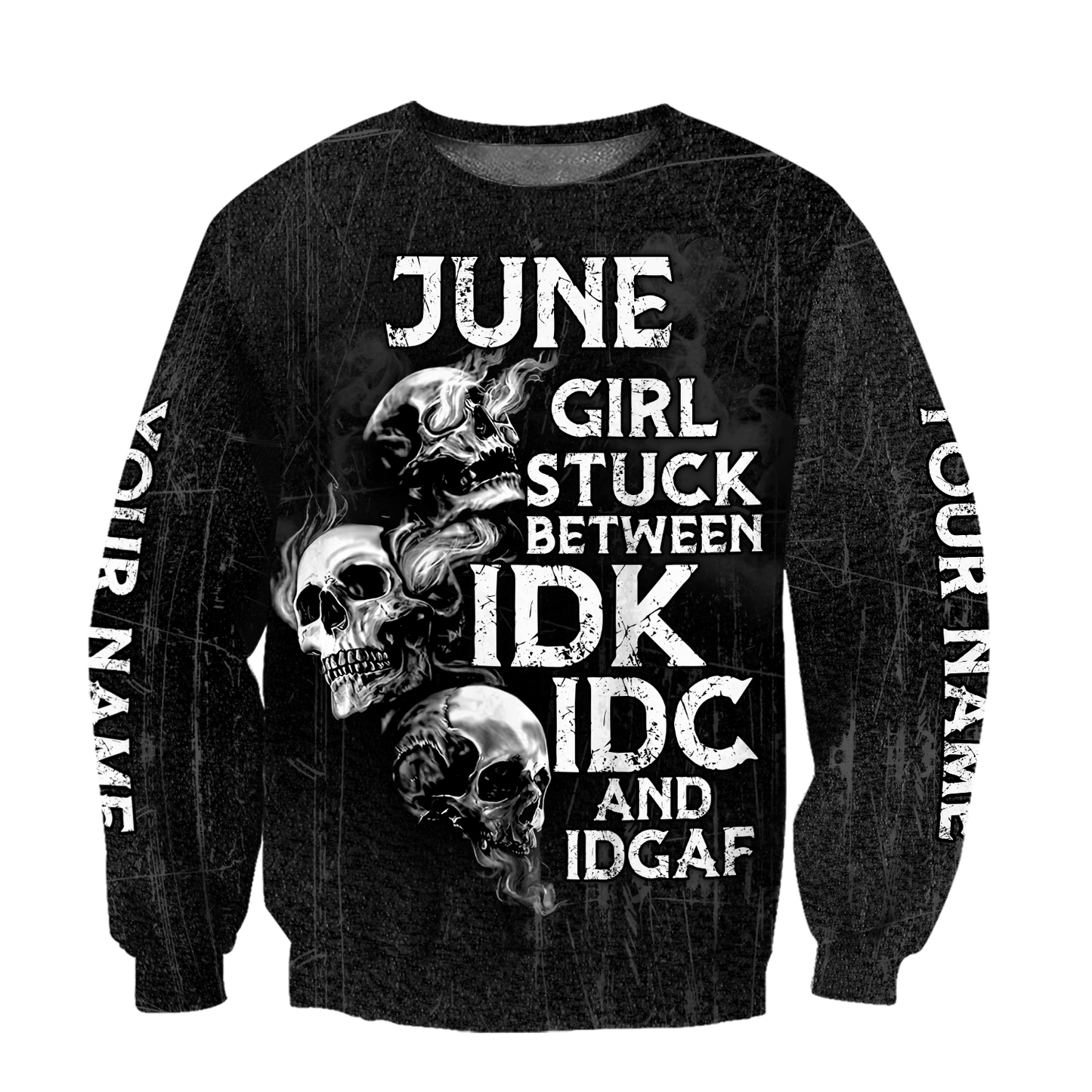 Customize Name June Girl Skull Hoodie For Men And Women TNA26042101.S1
