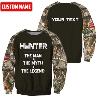 Customized Name Hunting Legend 3D All Over Printed Unisex Shirts