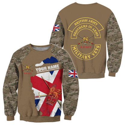 Custom name British Army Brothers in arms UK Veteran 3D print shirts