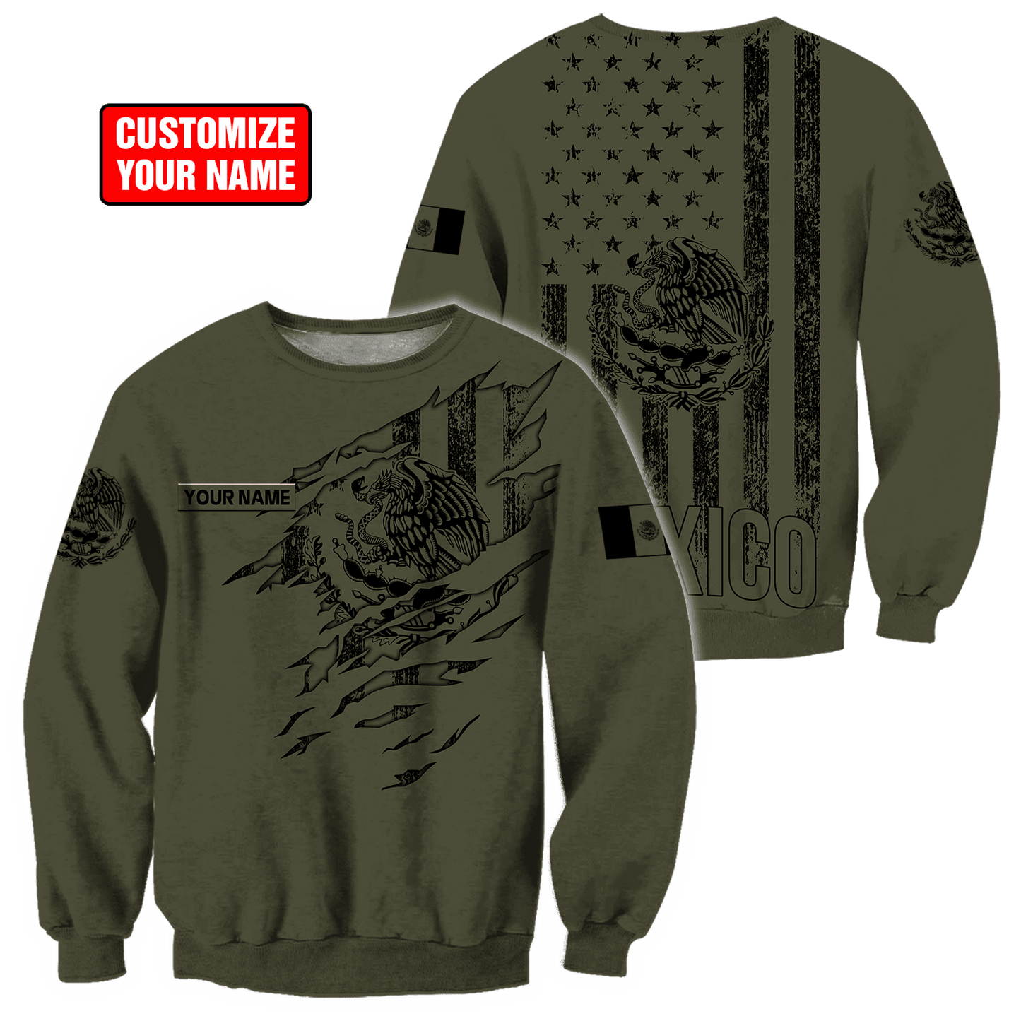 Personalized Name Mexico 3D All Over Printed Unisex Shirts