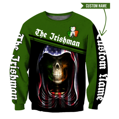 3D All Over Printed Irish Skull St Patrick Day  Unisex Shirts Custom Name XT