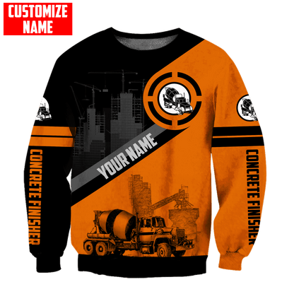 Concrete Finisher Orange Mixer Custom name 3D printed shirts