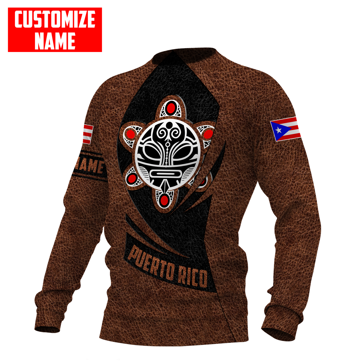 Customize Name Taino Tattoo Puerto Rico 3D All Over Printed Unisex Shirts