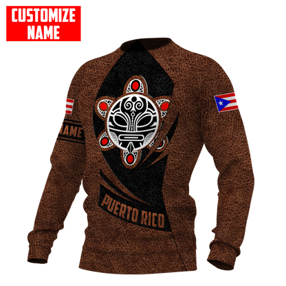 Customize Name Taino Tattoo Puerto Rico 3D All Over Printed Unisex Shirts