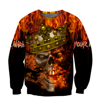 Customize Name King Fire Skull Hoodie For Men And Women DA08062104