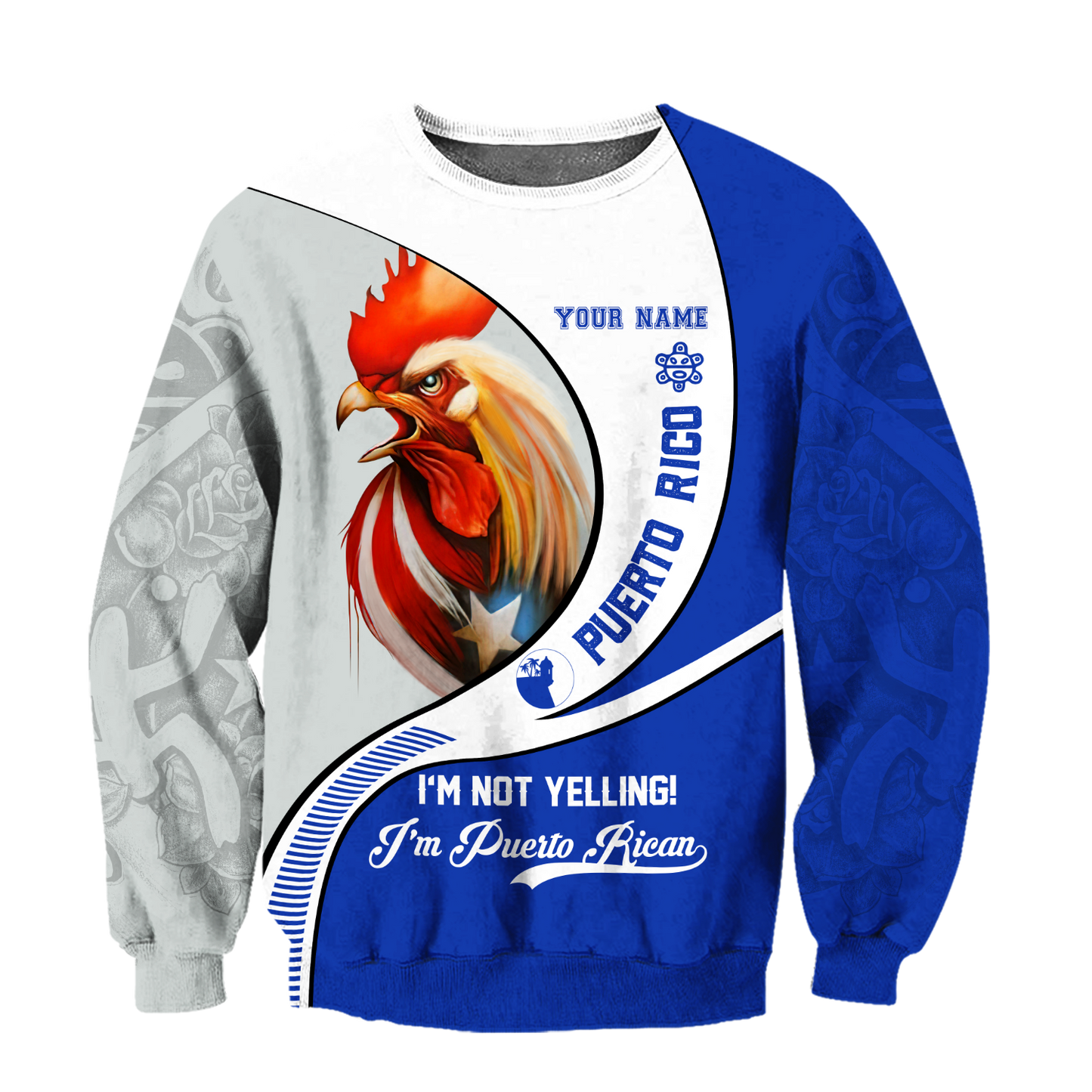 Custom Name Rooster Puerto Rico Hoodie For Men And Women MH12032102