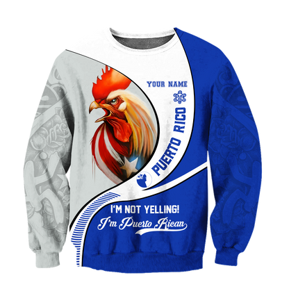 Custom Name Rooster Puerto Rico Hoodie For Men And Women MH12032102