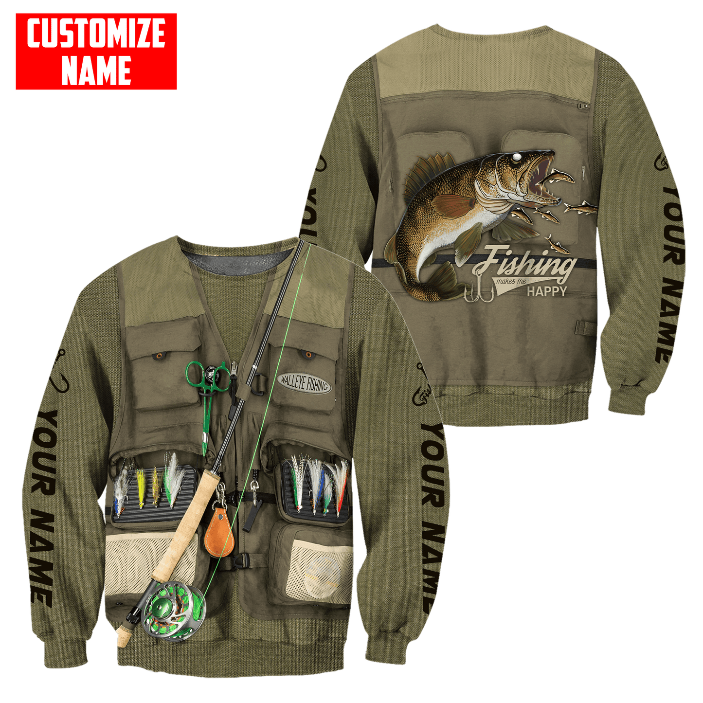 Customized name Fishing 3D All Over Printed Shirts