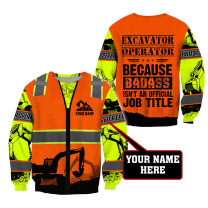 Premium Personalized 3D Printed Badass Excavator Operator Shirts MEI