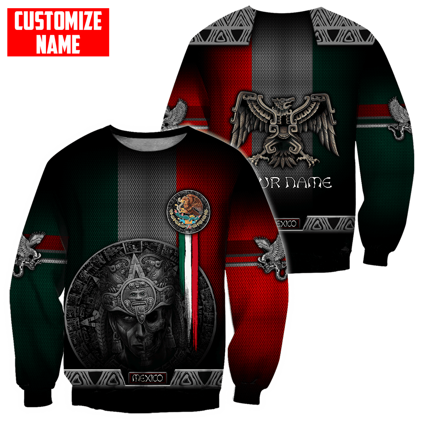 Customized Name Aztec Warrior Day Of The Dead 3D All Over Printed Unisex Shirts