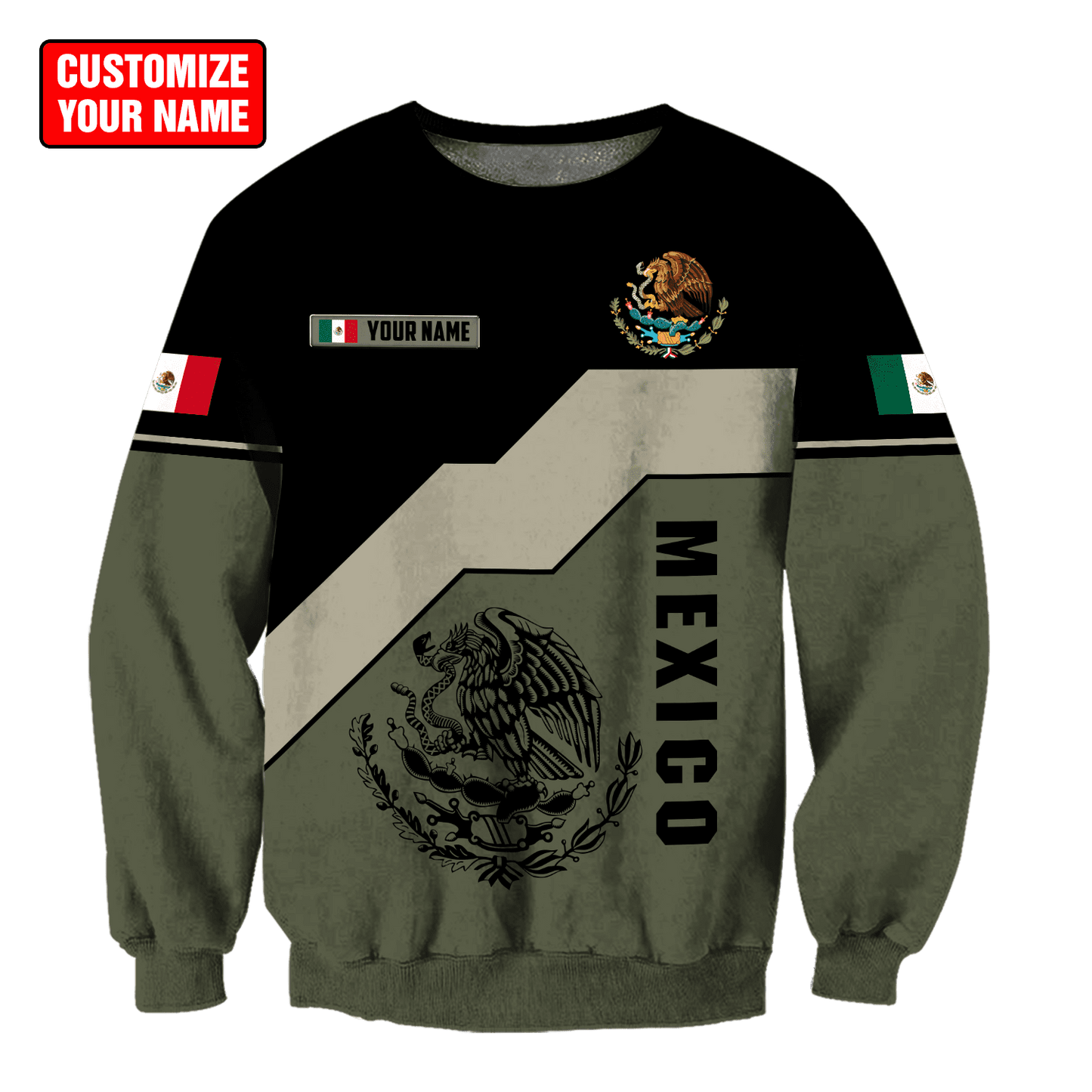 Personalized Name Mexico 3D All Over Printed Unisex Hoodie